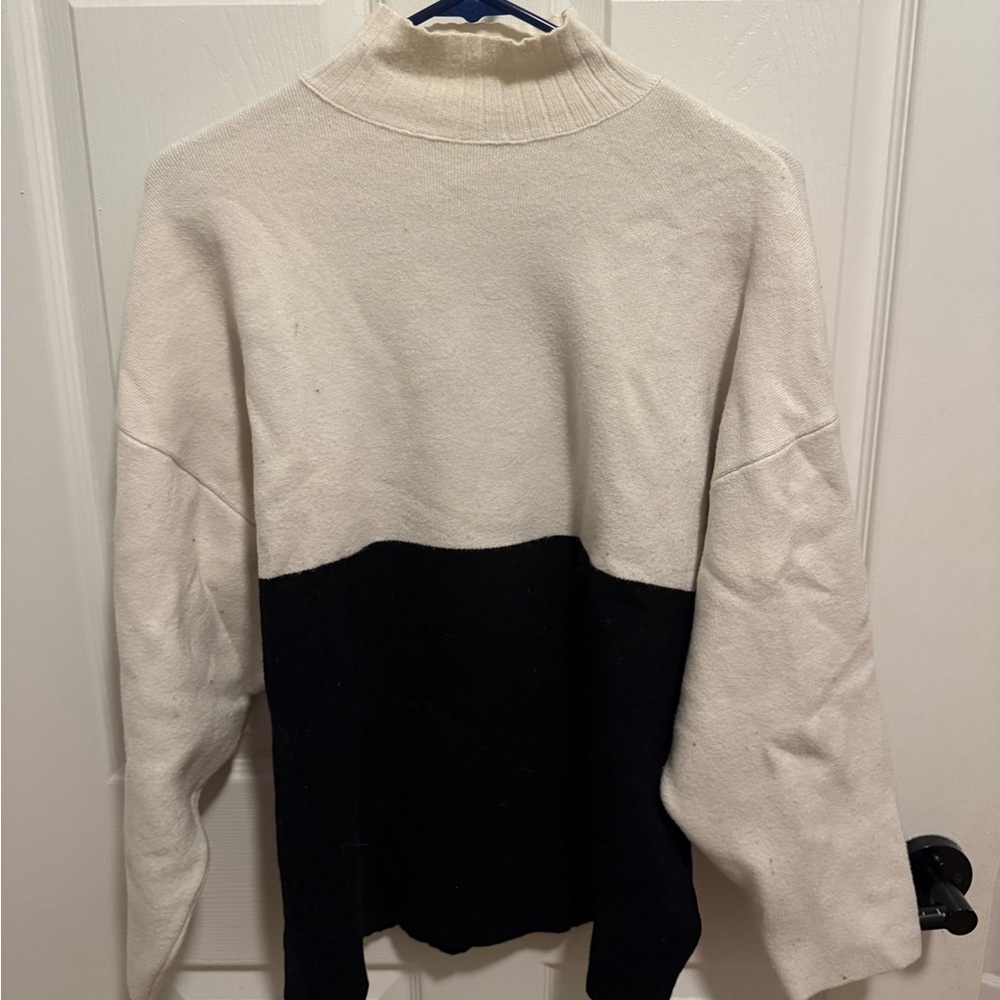 Zara Black and White Turtleneck Sweater